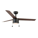 Tritour 44" Builder Fan with Pull Chain Matte Black, Dark Brown and Durable ABS Blades image