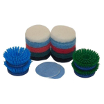 2 Blue Scrub Brush, 2 Green Scrub Brush, 10 Mixed Abrasive Pads (2 of each pad) & 2 Microfiber Pads. image