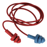 Reusable 1 Blue 1 Red Plugs with Red Cord, 3 Flange, Pack of 200 pcs image