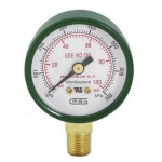 1.5" Dual Scale Gauge, Steel Case, 100PSI, Green image