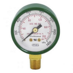 1.5" Dual Scale Gauge, Steel Case, 200PSI, Green image