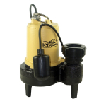 1/2 HP Sewage Pump with Piggyback Tethered Switch, 9000 GPH
