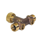 1" - 4" Long Cast Tank Tee with (2) 1/2" Drain Holes and Swivil Union Nut image