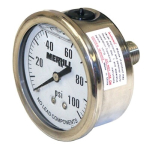 0-100 PSI - 2-1/2" Dial Liquid Filled 304 Stainless Steel Mount Pressure Gauge image