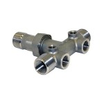 1" All Cast 304 Stainless Steel Tank Tee w/ Union, 1/2" Drains, 5-1/2" Long image