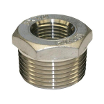 1" Female Iron Pipe (FIP) x 1/2" Male Iron Pipe (MIP) Stainless Steel Hex Bushing image