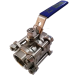 1" FPT 316SS 3PC Ball Valve Locking Handle 1000 PSI CWP image