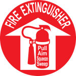 16" Fire Extinguisher Pull Aim Squeeze Sweep Floor Sign image