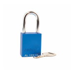 1-1/2" Aluminum Safety Padlock, 1-1/2" Steel Shackle, Keyed Alike, Blue image