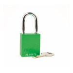 1-1/2" Aluminum Safety Padlock, 1-1/2" Steel Shackle, Keyed Alike, Green image