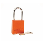 1-1/2" Aluminum Safety Padlock, 1-1/2" Steel Shackle, Keyed Alike, Orange image