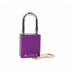 1-1/2" Aluminum Safety Padlock, 1-1/2" Steel Shackle, Keyed Alike, Purple image