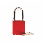 1-1/2" Aluminum Safety Padlock, 1-1/2" Steel Shackle, Keyed Alike, Red image