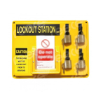 4 Hook Thermoformed Yellow Lockout Station with Tag Pocket image