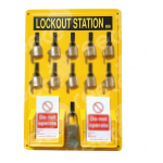 11 Hook Thermoformed Yellow Lockout Station with 2 Tag Pockets image