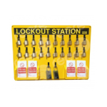 22 Hook Thermoformed Yellow Lockout Station with 4 Tag Pockets image