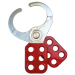 Lockout Hasp Steel Red Coated, Scissor Action 1-1/2" Dia Jaws image
