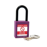 1-1/2" Nylon Safety Padlock, 1-1/2" Non Conductive Shackle, Keyed Alike, Purple image