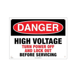 Lockout Sign - Danger - High Voltage, 10" x 14" image