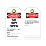 ToughTag 75X160mm, Danger - Do Not OpenTuff Tags (Pack Of 10) image
