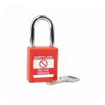 1-1/2" Nylon Safety Padlock, 1-1/2" Steel Shackle, Keyed Alike, Orange image