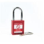 1-1/2" Nylon Safety Padlock, 1-1/2" Steel Shackle, Keyed Alike, Red image