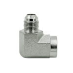 1 7/8 in T1 (JIC) Plated Steel 37 Flare to Pipe 90 Degree JIC Male x Female NPTF Adapter Fitting image