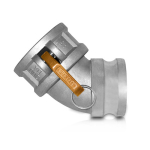 3 in Size Aluminum Type DA Female Coupler x Male Adapter 45 Degree Elbow Cam and Groove Coupling image