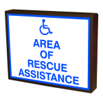 SBLF1418W-A174B/120-277VAC "AREA OF RESCUE ASSISTANCE w/Handicap Symbol" Indoor LED Backlit Sign image