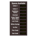 LPS9649GR-10-P071/120-277VAC "Spaces Available Calico 1-2 Sandstone Quarry Overlook Lower/Upper White Rock Lost Creek Willow Springs...| OPEN | CLOSED" LED Panel Sign image