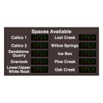 LPS4996GR-10-P086/120-277VAC "Spaces Available Calico 1-2 Sandstone Quarry Overlook Lower/Upper White Rock Lost Creek Willow Springs...| OPEN | FULL" LED Panel Sign image
