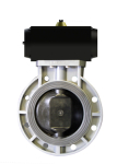 10" PP/FPM Butterfly Valve Actuated - Normally Closed, Flanged - Wafer image
