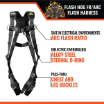 Malta Dynamics B5002 FlashHog Arc Flash Full Body Harness with Sternal D-Ring, 2XL