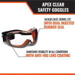 Malta Dynamics SG1300 APEX Clear Safety Goggles