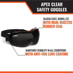 Malta Dynamics SG1310 APEX Tinted Safety Goggles