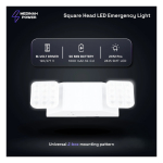 Medinah Power DH-EL-SQ-WH Dual Head Emergency Light, Square