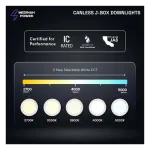 Medinah Power DLR4-9W-5CCT-DV1-W-F-WH DLR Series Canless J-Box Downlight, 4", Wet Location