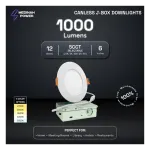 Medinah Power DLR6-12W-5CCT-DV1-W-F-WH DLR Series Canless J-Box Downlight, 6", Wet Location