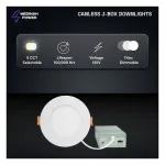 Medinah Power DLR6-12W-5CCT-DV1-W-F-WH DLR Series Canless J-Box Downlight, 6", Wet Location