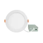 Medinah Power DLR8-18W-5CCT-DV1-W-F-WH DLR Series Canless J-Box Downlight, 8", Wet Location