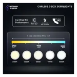 Medinah Power DLR8-18W-5CCT-DV1-W-F-WH DLR Series Canless J-Box Downlight, 8", Wet Location
