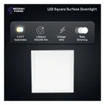 Medinah Power DLS4-9W-CCT-DV1-NA-F-WH Square Downlights, 4", 9W, 5 CCT Selectable