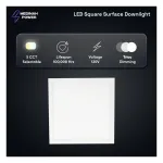Medinah Power DLS7-12W-CCT-DV1-NA-F-WH Square Downlights, 7", 12W, 5 CCT Selectable