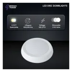 Medinah Power DSCR6-15W-5CCT-W 6" LED Disc Light, 15W, 5 CCT Selectable