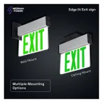 Medinah Power EDGE-ES-02 LED EDGE-Lit "Exit" Sign, Green on White