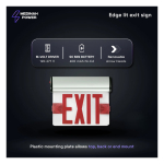 Medinah Power EDGE-ES-S-03 LED EDGE-Lit "Exit" Sign with Optional Indicators, Red on White