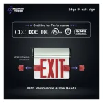 Medinah Power EDGE-ES-S-03 LED EDGE-Lit "Exit" Sign with Optional Indicators, Red on White