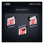 Medinah Power EDGE-ES-S-03 LED EDGE-Lit "Exit" Sign with Optional Indicators, Red on White