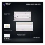 Medinah Power LHB-110T160W-3CCT-DV2-WH Linear High Bay, Wattage and CCT Selectable, 110 - 160W