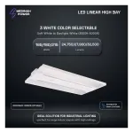Medinah Power LHB-165T215W-3CCT-DV2-WH Linear High Bay, Wattage and CCT Selectable, 165 - 215W